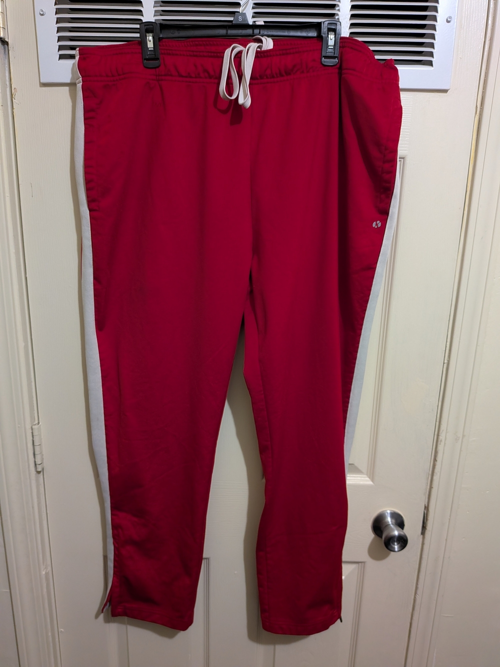 Red Track Pants with White Side Stripe